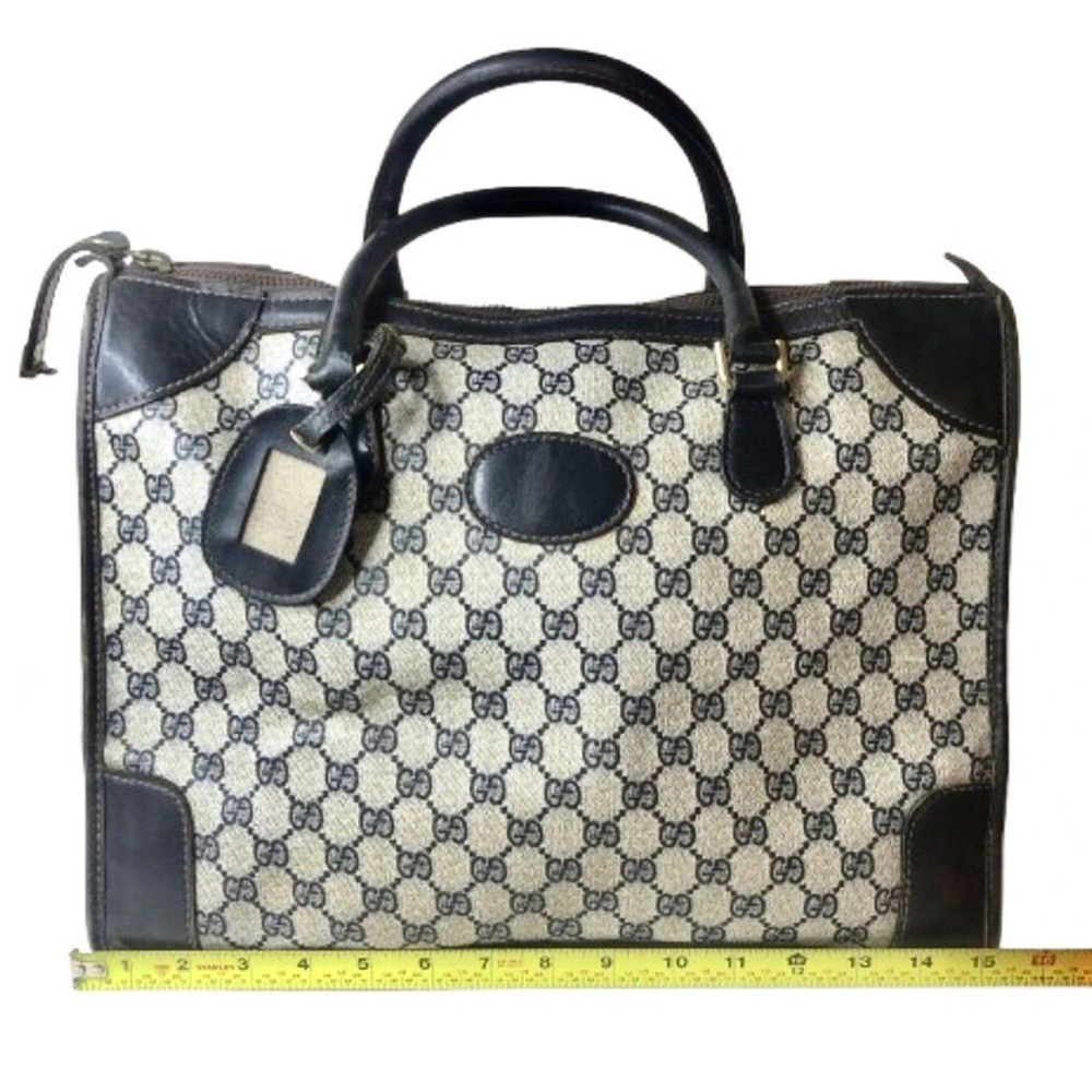 GUCCI GG SUPREME Navy Locking Doctors Work Travel Overnight Bag Dust Bag COA - Picture 15 of 17